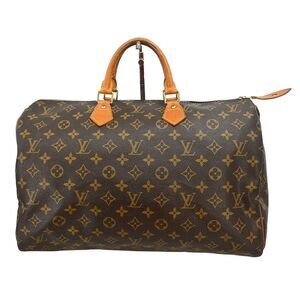 Louis Vuitton Speedy Handbag Monogram Canvas Brown Canvas Handbag